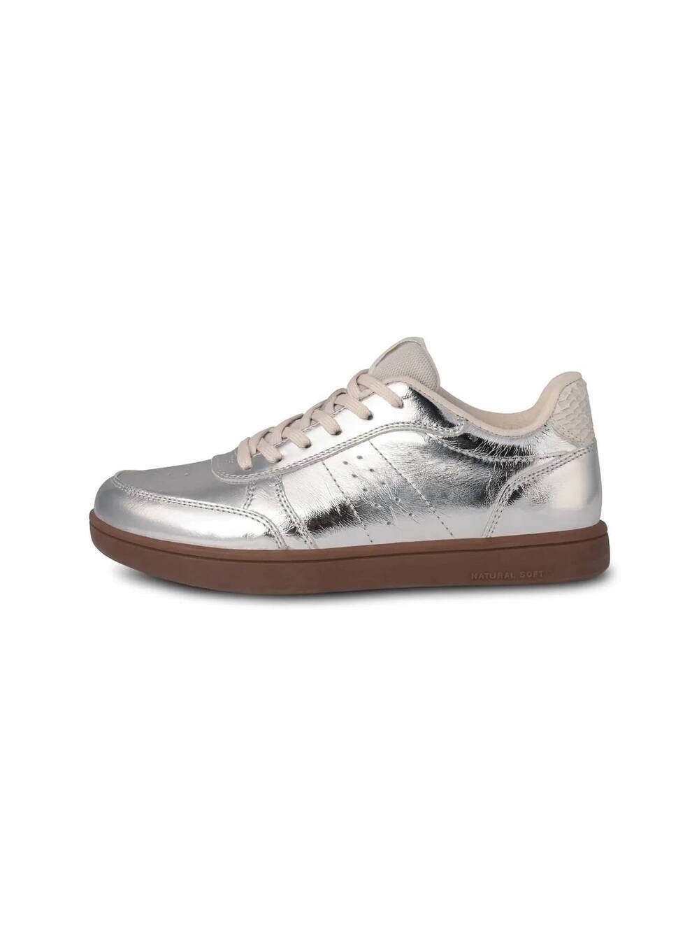 NEW WODEN women's bjork leather sneakers in silver